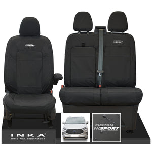 All New Ford Transit Custom INKA Front 1+2 Tailored Waterproof Seat Covers Set Black MY-2024 Onwards