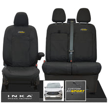 Load image into Gallery viewer, All New Ford Transit Custom INKA Front 1+2 Tailored Waterproof Seat Covers Set Black MY-2024 Onwards
