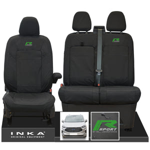 The All New Ford Transit Custom INKA Front 1+2 Tailored Waterproof Seat Covers Set Black MY-2024 Onwards