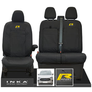 The All New Ford Transit Custom INKA Front 1+2 Tailored Waterproof Seat Covers Set Black MY-2024 Onwards