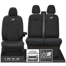 Load image into Gallery viewer, The All New Ford Transit Custom INKA Front 1+2 Tailored Waterproof Seat Covers Set Black MY-2024 Onwards
