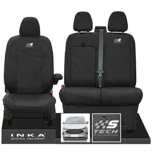 The All New Ford Transit Custom INKA Front 1+2 Tailored Waterproof Seat Covers Set Black MY-2024 Onwards