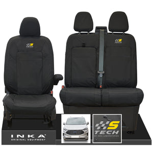 The All New Ford Transit Custom INKA Front 1+2 Tailored Waterproof Seat Covers Set Black MY-2024 Onwards