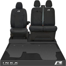 Load image into Gallery viewer, The All New Ford Transit Custom Front 1+2 Tailored Waterproof Seat Covers &amp; Tailored Rubber Mat Black MY 2024+(Choice of 7 Colours)
