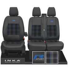 Load image into Gallery viewer, Ford Transit Custom 2012-2023– Inka R Sport Front 1+2 Tailored Leather Look Seat Covers in Tartan
