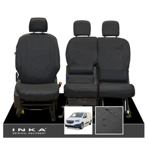 Vauxhall Opel Combo INKA Front 1+2 Set Tailored Waterproof Seat Covers Black MY-2018 Onwards