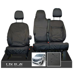 Vauxhall Vivaro B X82 SPORTIVE Front 1+2 INKA Tailored Waterproof Seat Covers Black MY-14-18