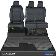 Vauxhall Vivaro MK3 Front 1+2 Bentley Diamond Quilt Leatherette Tailored Seat Covers & Tailored Rubber Mat Black MY19 To Present (Choice of 7 Colours)