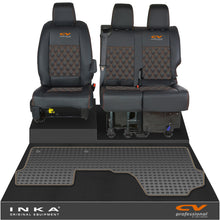 Load image into Gallery viewer, Vauxhall Vivaro MK3 Front 1+2 Bentley Diamond Quilt Leatherette Tailored Seat Covers &amp; Tailored Rubber Mat Black MY19 To Present (Choice of 7 Colours)
