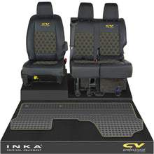 Load image into Gallery viewer, Vauxhall Vivaro MK3 Front 1+2 Bentley Diamond Quilt Leatherette Tailored Seat Covers &amp; Tailored Rubber Mat Black MY19 To Present (Choice of 7 Colours)
