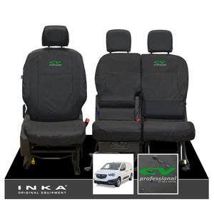 Vauxhall Opel Combo INKA Front 1+2 Set Tailored Waterproof Seat Covers Black MY-2018 Onwards