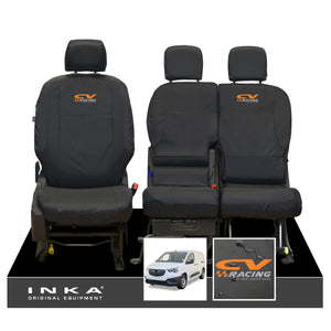 Vauxhall Opel Combo INKA Front 1+2 Set Tailored Waterproof Seat Covers Black MY-2018 Onwards