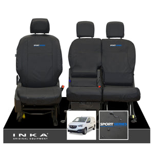 Vauxhall Opel Combo INKA Front 1+2 Set Tailored Waterproof Seat Covers Black MY-2018 Onwards