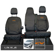 Vauxhall Vivaro B X82 SPORTIVE Front 1+2 INKA Tailored Waterproof Seat Covers Black MY-14-18 (Choice of 7 Colours) - CV Professional Embroidery
