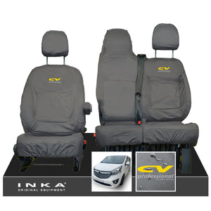 Vauxhall Vivaro B X82 SPORTIVE Front 1+2 INKA Tailored Waterproof Seat Covers Grey MY-14-18 (Choice of 7 Colours)