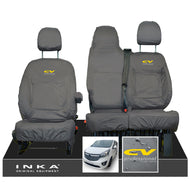 Vauxhall Vivaro B X82 SPORTIVE Front 1+2 INKA Tailored Waterproof Seat Covers Grey MY-14-18 (Choice of 7 Colours) - CV Professional Embroidery