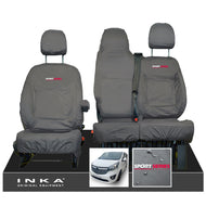 Vauxhall Vivaro B X82 SPORTIVE Front 1+2 INKA Tailored Waterproof Seat Covers Grey MY-14-18 (Choice of 7 Colours) - Sport-Series Embroidery