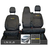 Vauxhall Vivaro B X82 SPORTIVE Front 1+2 INKA Tailored Waterproof Seat Covers Black MY-14-18 (Choice of 7 Colours) - Sport-Series Embroidery