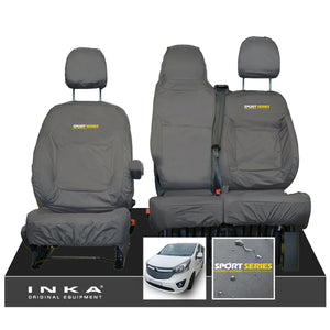 Vauxhall Vivaro B X82 SPORTIVE Front 1+2 INKA Tailored Waterproof Seat Covers Grey MY-14-18 (Choice of 7 Colours)