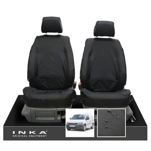 VW Caddy MK3 & MK4 INKA Front Set 1+1 Tailored Waterproof Seat Covers Black MY-2010-2019