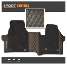 Load image into Gallery viewer, New VW Transporter T7 Sport Series Bentley Leatherette Front Tailored Carpet Floor Mat Black MY25 Onwards
