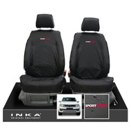VW Amarok INKA Front Set 1+1 Fully Tailored Waterproof Seat Covers Black MY-10-21 [Choice of 7 Colours] - Sport-Series Embroidery