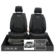 VW Caddy 5 Cargo INKA Front Set 1+1 Tailored Waterproof Seat Covers Black MY-2020+ [Choice of 7 Colours] - CV Professional Embroidery