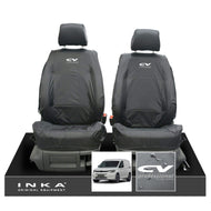 VW Caddy 5 Cargo INKA Front Set 1+1 Tailored Waterproof Seat Covers Grey MY-2020+ [Choice of 7 Colours] - CV Professional Embroidery