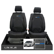 VW Caddy 5 Cargo INKA Front Set 1+1 Tailored Waterproof Seat Covers Black MY-2020+ [Choice of 7 Colours] - Sport-Series Embroidery