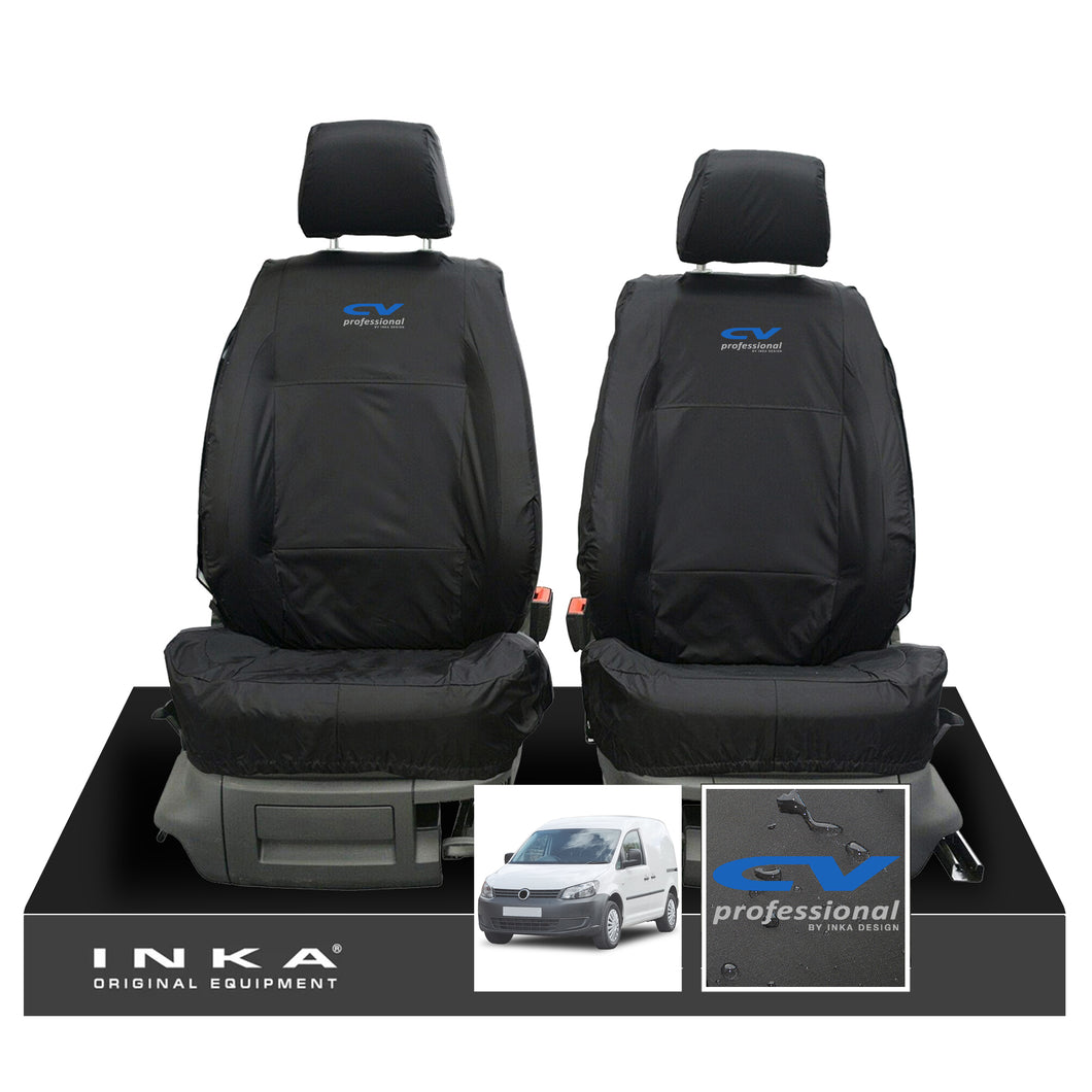 VW Caddy MK3 & MK4 INKA Front Set 1+1 Tailored Waterproof Seat Covers Black MY-2010-2019 [Choice of 7 Colours]