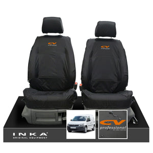 VW Caddy MK3 & MK4 INKA Front Set 1+1 Tailored Waterproof Seat Covers Black MY-2010-2019 [Choice of 7 Colours]