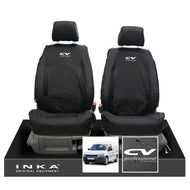 VW Caddy MK3 & MK4 INKA Front Set 1+1 Tailored Waterproof Seat Covers Black MY-2010-2019 [Choice of 7 Colours] - CV Professional Embroidery