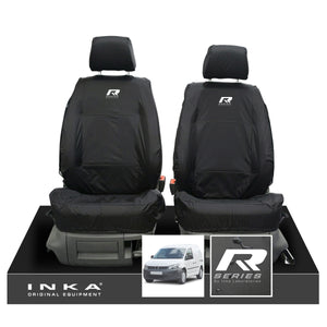 VW Caddy MK3 & MK4 INKA Front Set 1+1 Tailored Waterproof Seat Covers Black MY-2010-2019 [Choice of 7 Colours]