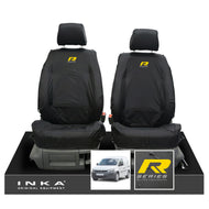VW Caddy MK3 & MK4 INKA Front Set 1+1 Tailored Waterproof Seat Covers Black MY-2010-2019 [Choice of 7 Colours] - R-Series Embroidery