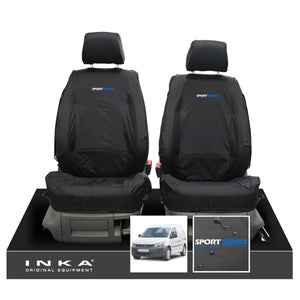 VW Caddy MK3 & MK4 INKA Front Set 1+1 Tailored Waterproof Seat Covers Black MY-2010-2019 [Choice of 7 Colours]