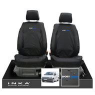 VW Caddy MK3 & MK4 INKA Front Set 1+1 Tailored Waterproof Seat Covers Black MY-2010-2019 [Choice of 7 Colours] - Sport-Series Embroidery