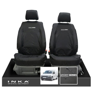 VW Caddy MK3 & MK4 INKA Front Set 1+1 Tailored Waterproof Seat Covers Black MY-2010-2019 [Choice of 7 Colours]