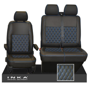 VW Transporter T6.1,T6,T5.1 Front 1+2 Bentley Diamond Quilt INKA Tailored Seat Covers Black Fits Panel Van & Kombi