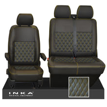 Load image into Gallery viewer, VW Transporter T6.1,T6,T5.1 Front 1+2 Bentley Diamond Quilt INKA Tailored Seat Covers Black Fits Panel Van &amp; Kombi
