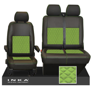 VW Transporter T6.1, T6, T5.1 Front 1+2 INKA Bentley Leatherette Suedetara Tailored Seat Covers Black Fits Panel Van & Kombi