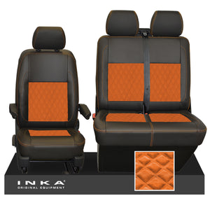 VW Transporter T6.1, T6, T5.1 Front 1+2 INKA Bentley Leatherette Suedetara Tailored Seat Covers Black Fits Panel Van & Kombi