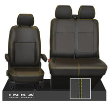 Load image into Gallery viewer, New VW Transporter T6.1, T6, T5.1 Front 1+2 INKA Leatherette Tailored Seat Covers Black
