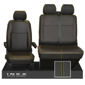 New VW Transporter T6.1, T6, T5.1 Front 1+2 INKA Leatherette Tailored Seat Covers Black