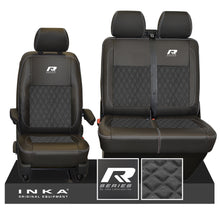 Load image into Gallery viewer, VW Transporter T6.1, T6, T5.1 R-Series Front 1+2 INKA Bentley Leatherette Suedetara Tailored Seat Covers Black Fits Panel Van &amp; Kombi
