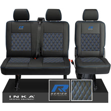 Load image into Gallery viewer, New VW Transporter T6.1, T6, T5.1 Rear 2+1 Bentley Diamond Quilt Tailored Leatherette Seat Covers Black Fits Panel Van &amp; Kombi
