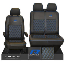 Load image into Gallery viewer, New VW Transporter T6.1, T6, T5.1 Front 1+2 Bentley Diamond Quilt Tailored Leatherette Seat Covers Black Fits Panel Van &amp; Kombi
