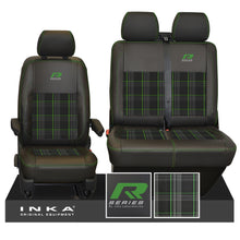 Load image into Gallery viewer, New VW Transporter T6.1, T6, T5.1 Front 1+2 R-Series INKA Leatherette Tartan Tailored Seat Covers Black Fits Panel Van &amp; Kombi
