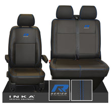 Load image into Gallery viewer, VW Transporter T6.1, T6, T5.1 R-Series Front 1+2 INKA Leatherette Tailored Seat Covers Black Fits Panel Van &amp; Kombi
