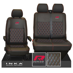 New VW Transporter T6.1, T6, T5.1 Front 1+2 Bentley Diamond Quilt Tailored Leatherette Seat Covers Black Fits Panel Van & Kombi