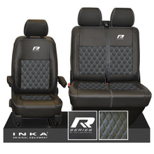 Load image into Gallery viewer, New VW Transporter T6.1, T6, T5.1 Front 1+2 Bentley Diamond Quilt Tailored Leatherette Seat Covers Black Fits Panel Van &amp; Kombi
